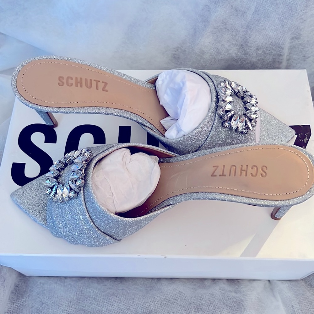 Schultz Glitter Sparkle Slide Heels - Picture 3 of 7